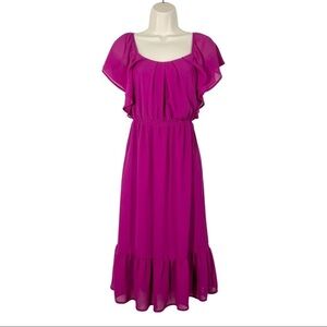 Monteau Magenta Flutter Sleeve Dress